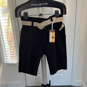 Lee Black Women's Bermudas with Tan Belt